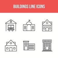 Building and landmarks line icons vector