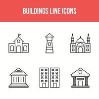 conjunto de iconos de línea de construcción y puntos de referencia vector