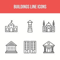 Building and landmarks line icon set vector