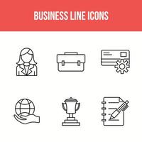 6 iconos de línea de negocios vector