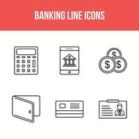 Banking line icons vector