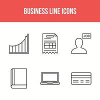 6 business line icons vector