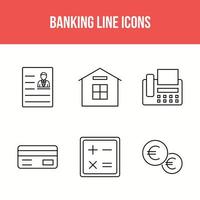 conjunto de iconos de línea de banca y finanzas vector