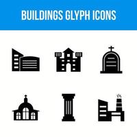 Buildings glyph icons vector