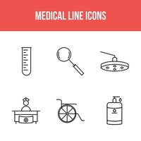 conjunto de 6 iconos de glifos médicos vector