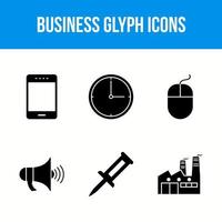 6 business glyph icons vector