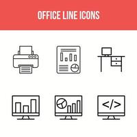 iconos de linea de oficina vector