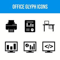 iconos de glifo de oficina vector