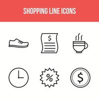 Six shopping and business line icon set vector