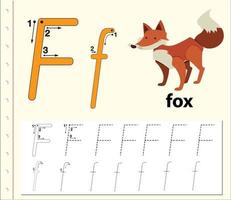 Letter F tracing alphabet worksheet vector