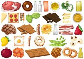 Set of isolated food objects vector