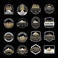 Gold and white adventure badge set vector