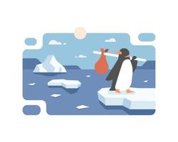 Penguin Migrating Due To Global Warming vector
