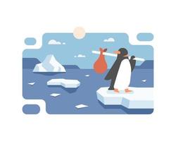 Penguin Migrating Due To Global Warming vector