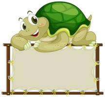 Plantilla de tablero con tortuga sobre fondo blanco. vector