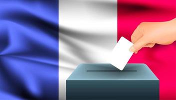 Hand putting ballot into box with French flag  vector
