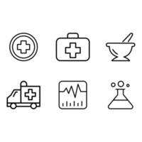 Ambulance Cardiac Health Medical Icon Set
