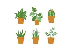 Green plant pot set vector