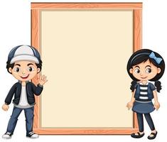 Banner template design with two kids vector