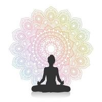 Silhouette of female in yoga pose vector