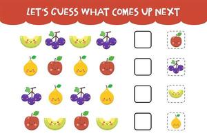 Guess what comes up next game with cute happy fruits vector