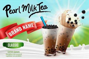 Pearl Milk Tea Advertisement vector