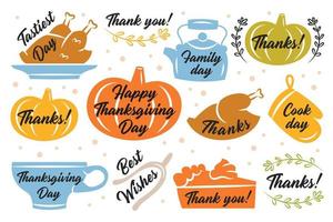Thanksgiving stickers, labels vector