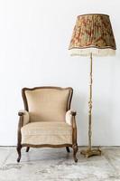 brown Chair with lamp photo