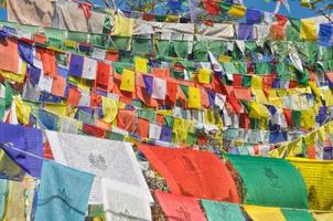 Buddhist prayer flags in  Dharamshala, India