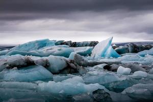 Amazing Jokulsarlon glacial lake full of floating  and melting i photo