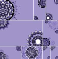 Purple beautiful mandala design set vector