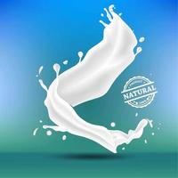 Realistic milk splash and wave on gradient vector