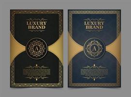 Luxury ornament greeting card set vector