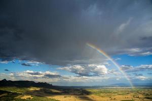 Fields and Rainbow in La Rioja. Spain. Europe.