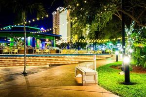 Walkway and restaurant at night in Tampa, Florida. photo