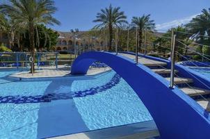View on swimming pool and bridge in Eilat,
