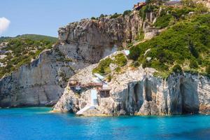 Beautiful blue caves on Zakynthos island, Greece photo
