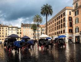 Horse carriages at the Spanish Steps in Rome