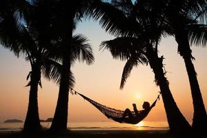 sunset in hammock on the beach