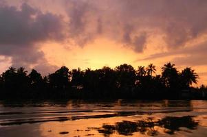 Orange sunset in Kerala, India