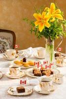 Afternoon tea table. Celebrate Canada Day, Civic Holiday.