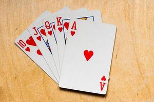 Royal straight flush with hearts