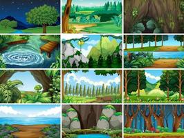 Landscape nature scenes set vector