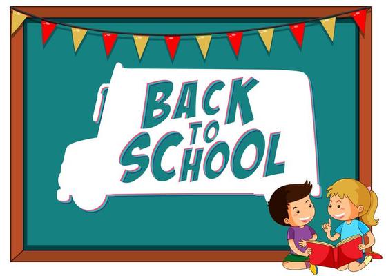 Back to school template frame with children