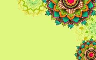 Green background template with mandala vector