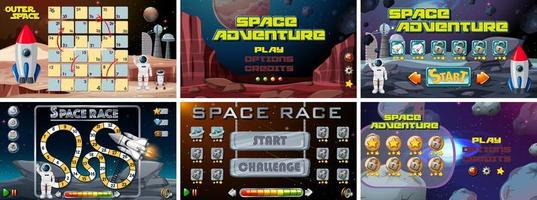 Set of space games templates vector