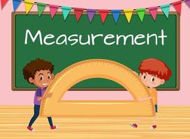 Boys holding protractor in classroom background vector