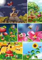 Set of different insects living in the garden  vector