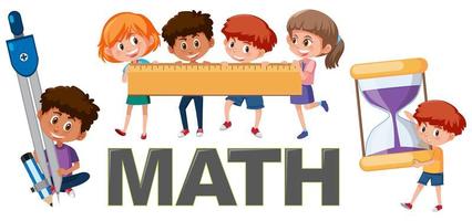 Children with math tools elements set  vector