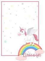 Unicorn on Rainbow Frame vector